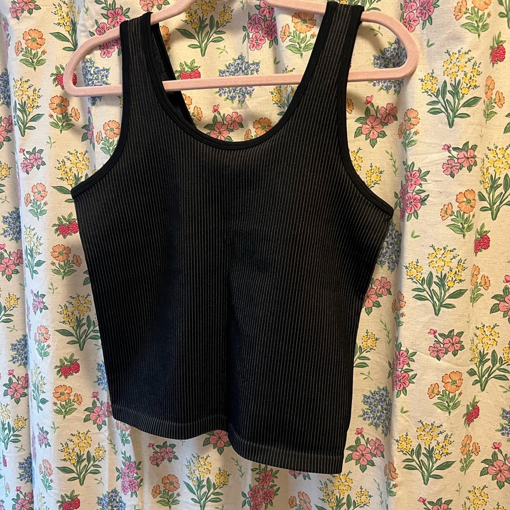 Elegant Black Ribbed Tank Top